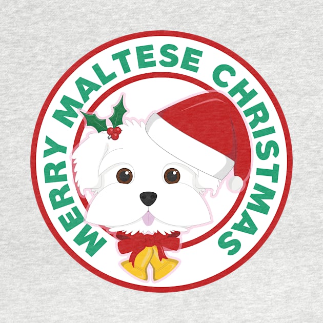 Merry Christmas Maltese Dog by CafePretzel